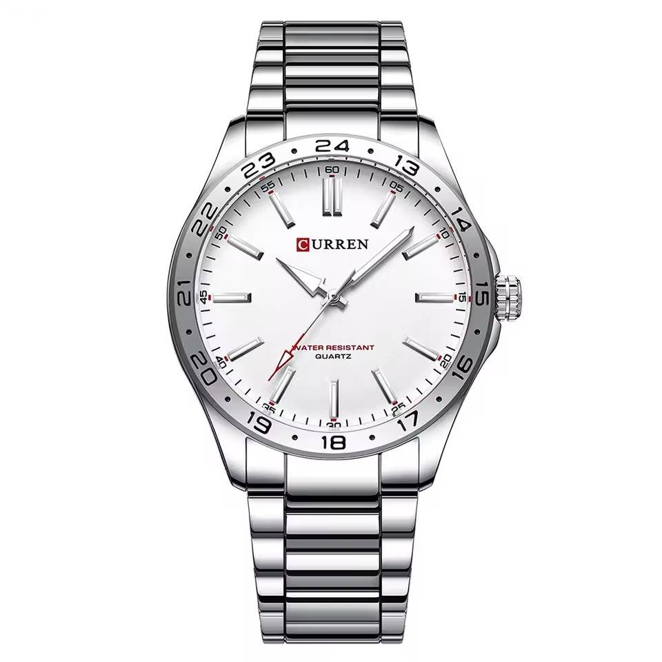 Premium minimalist watch white numberless dial stainless steel men
