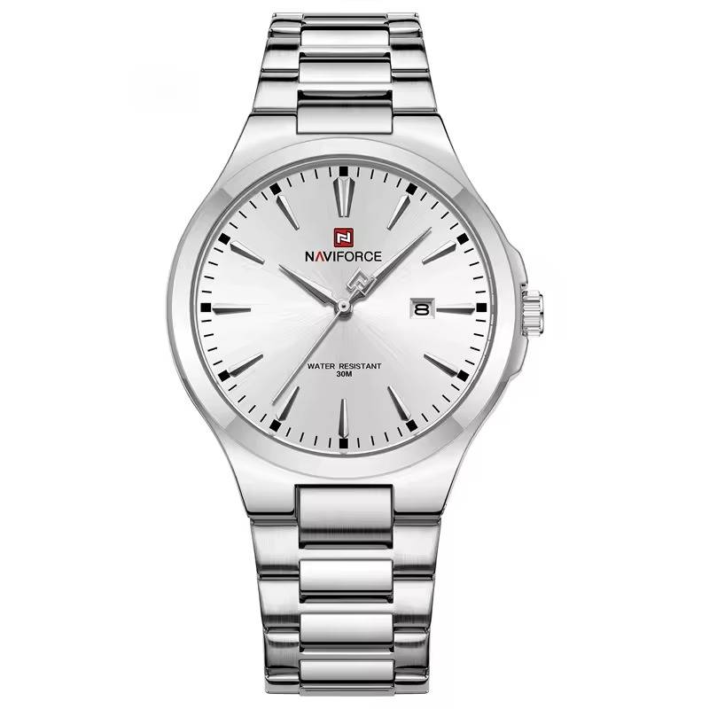 Premium men business watch white dial luxury stainless steel timepiece