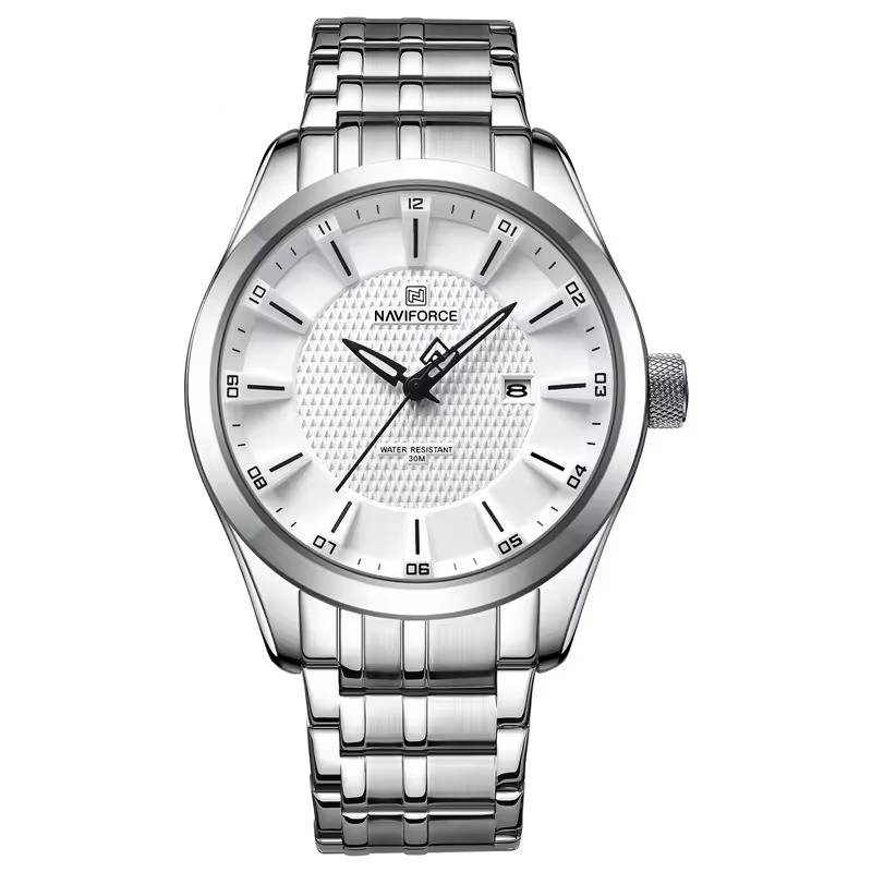 Minimalist white dial watch stainless steel waterproof men casual