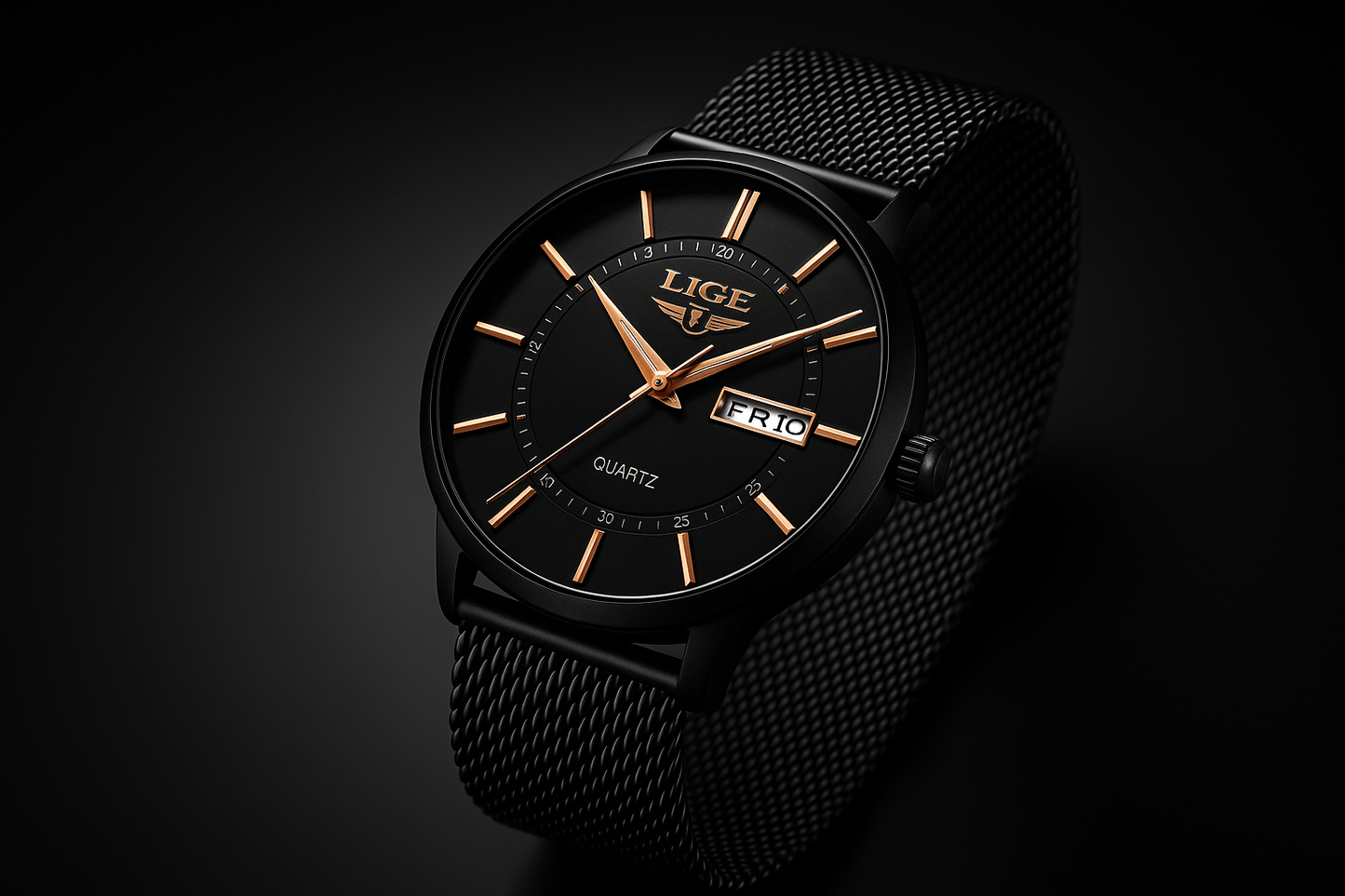 Elegant leather watch angle view premium chronograph men luxury design