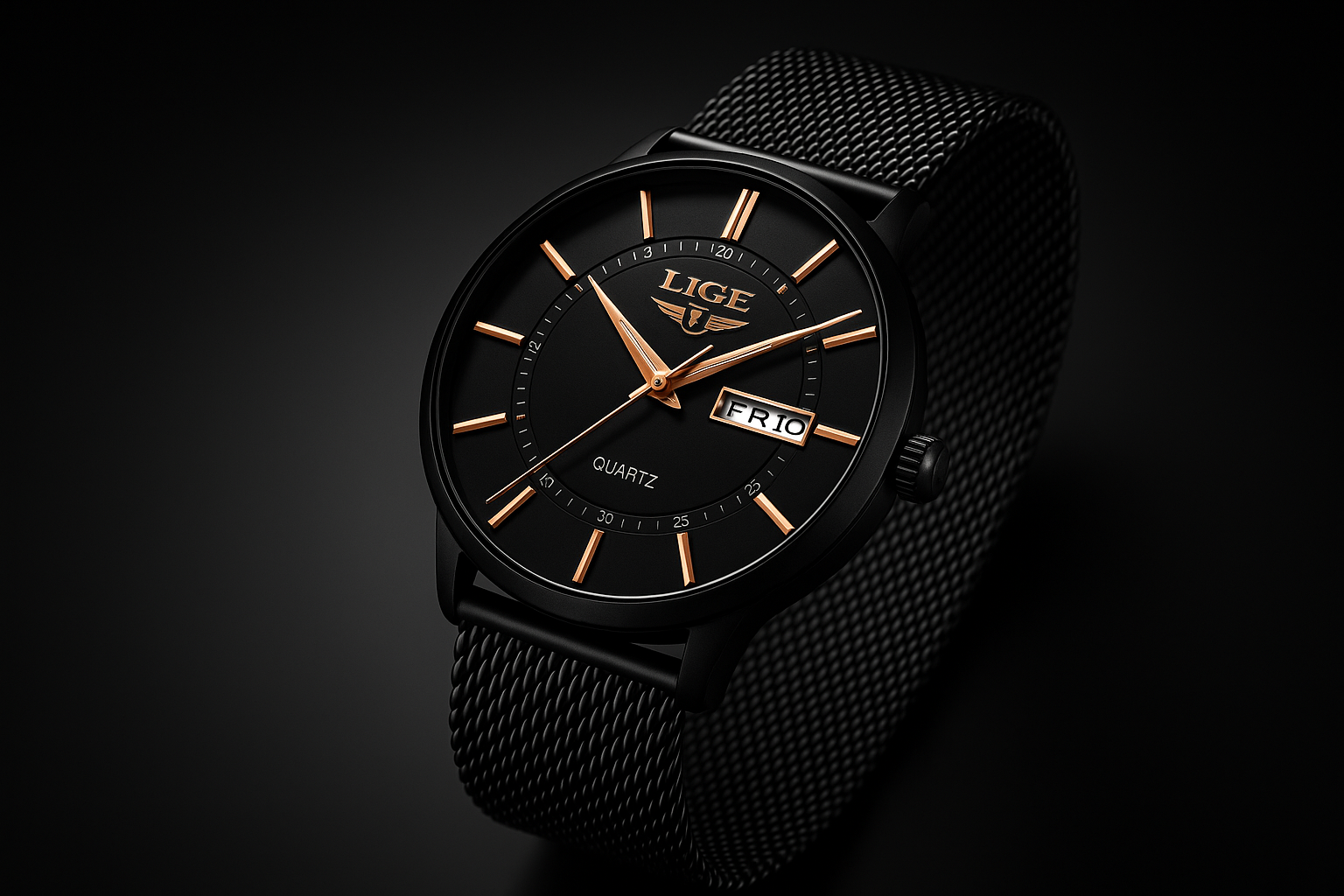 Elegant leather watch angle view premium chronograph men luxury design