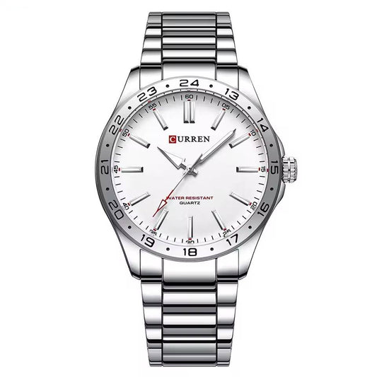 Premium minimalist watch white numberless dial stainless steel men